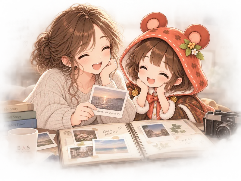 ミアと思い出や記録を見返すログのイメージ